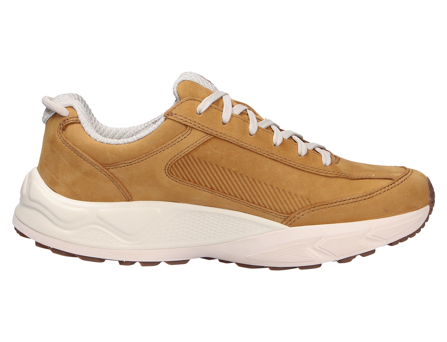 JOYA Seefeld Stx light brown, hellbrauner Sneaker aus Leder mit Schnürung und weißer Profilsohle in der Seitenansicht