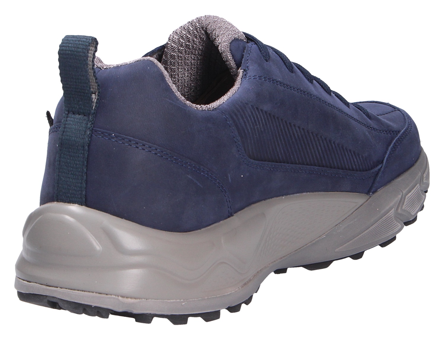 JOYA Oberstdorf STX dark blue, dunkelblauer Outdoor-Sneaker mit robuster Sohle in Rück- und Seitenansicht