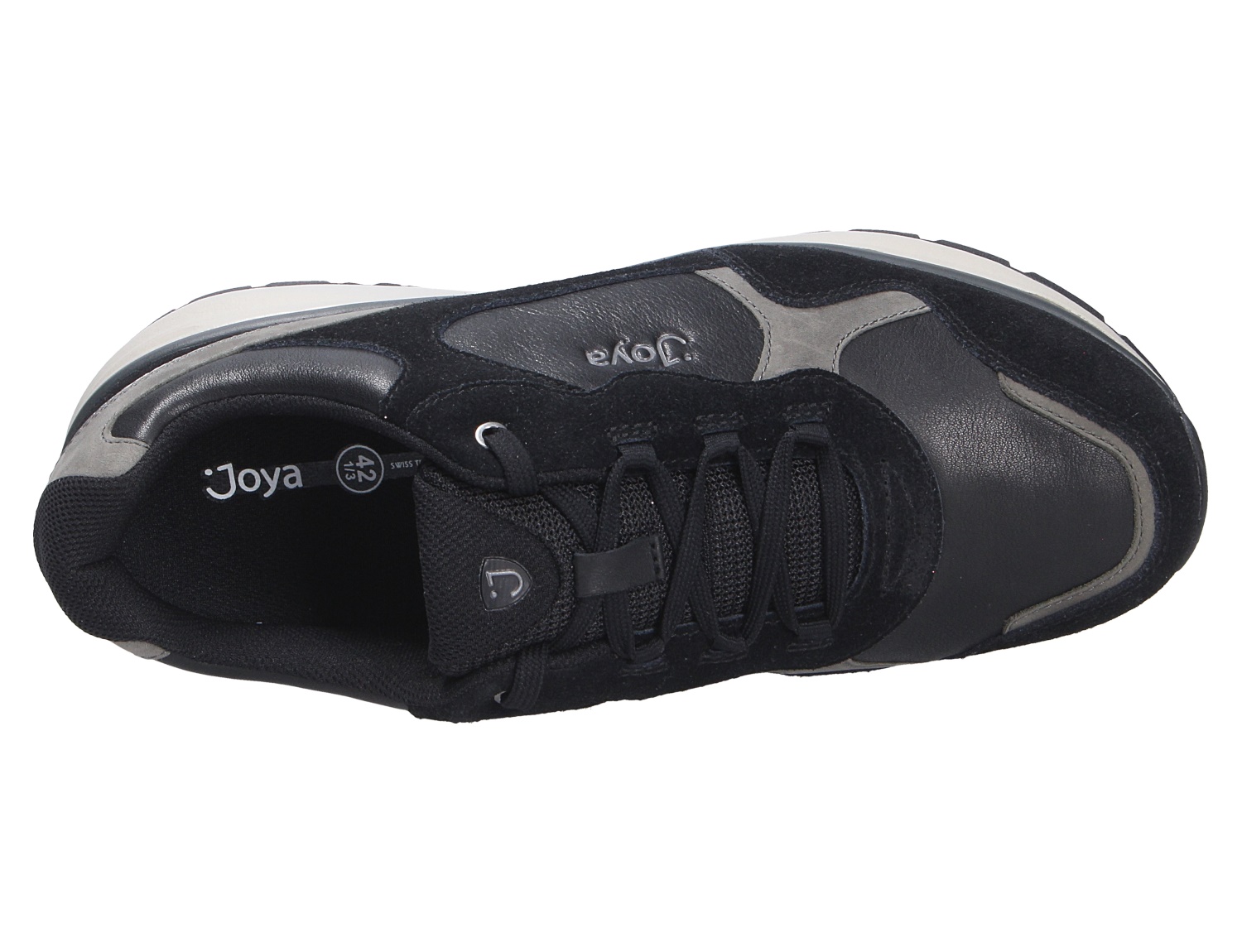 JOYA Tony III black schwarzer Sneaker mit Schnürung und grauen Details in der Draufsicht