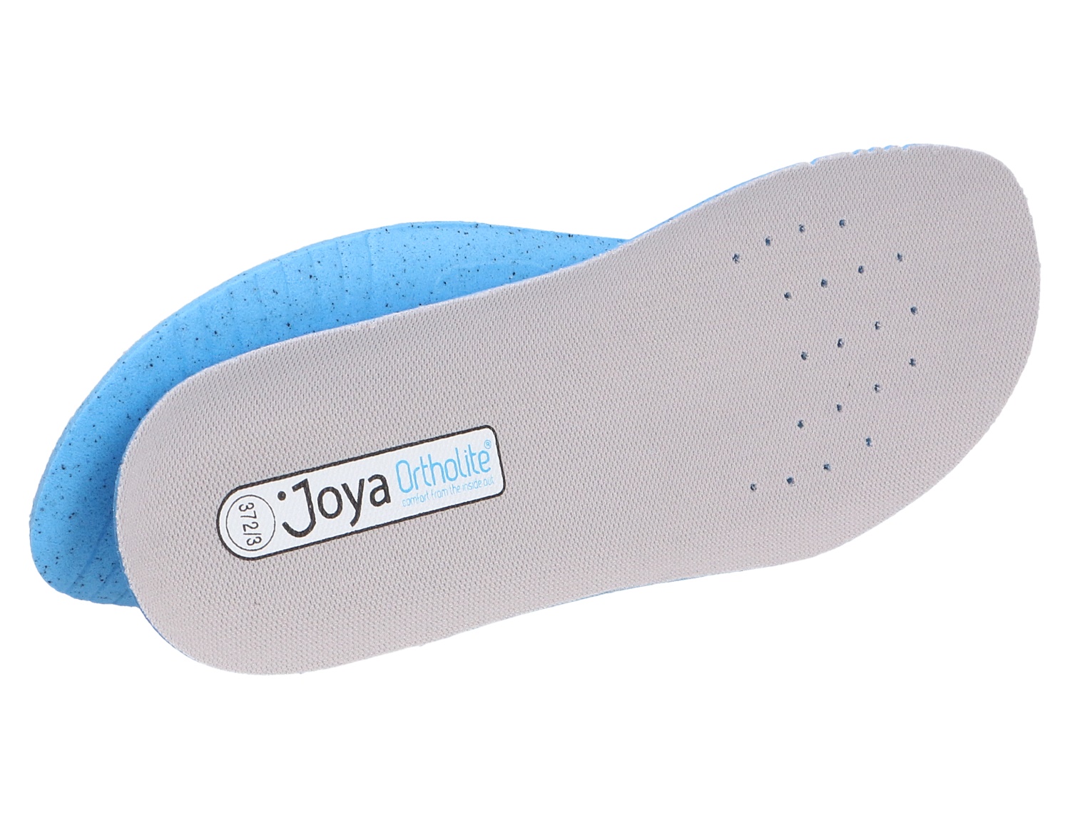 Original JOYA Einlegesohle OrthoLite Support Men zum Austauschen, passend für entsprechende JOYA Herrenschuhmodelle, weiß-blau mit perforierter Oberfläche
