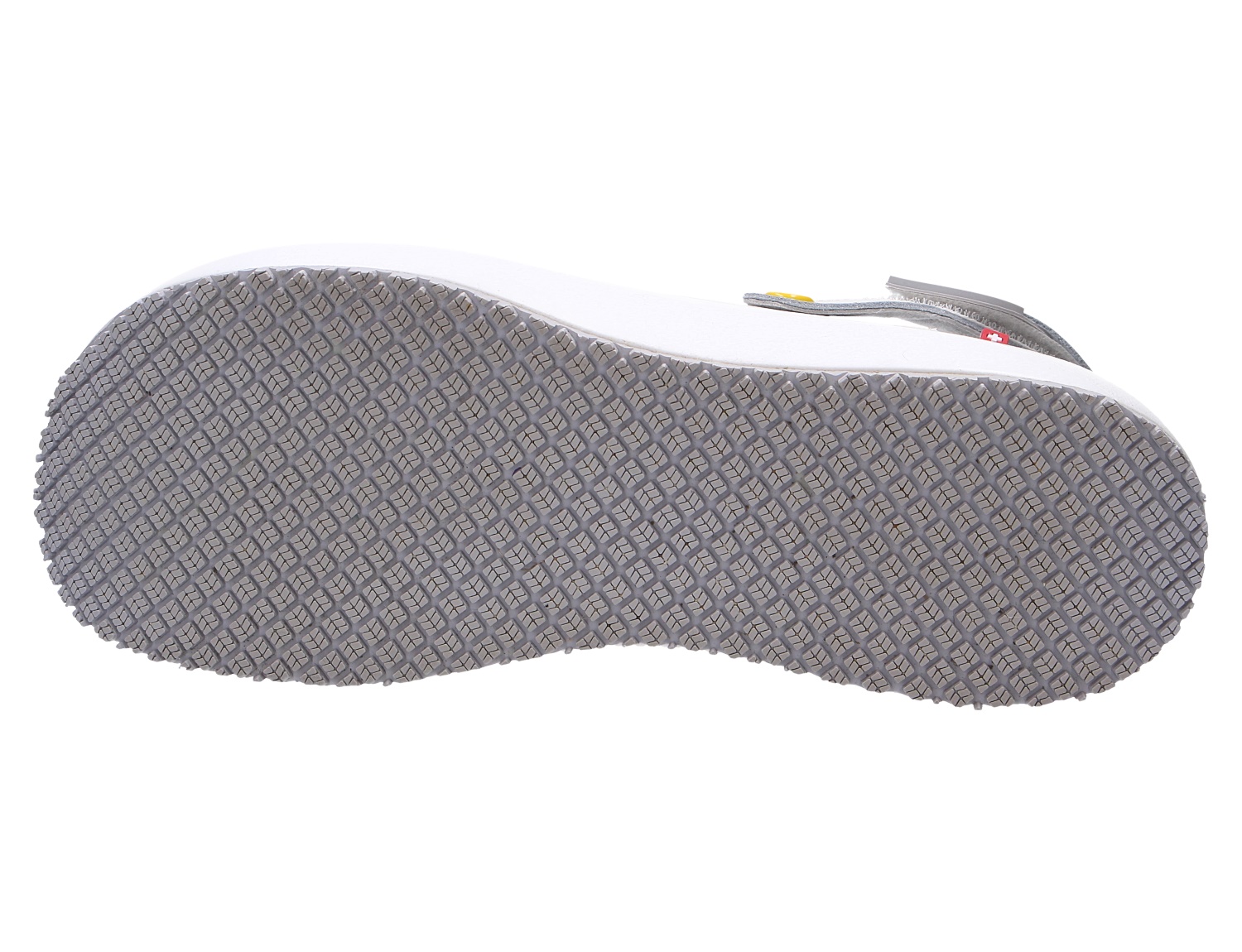 Sohlenansicht der JOYA Herren-Pantolette ACE ESD M white in Weiß mit rutschhemmender Profilsohle und komfortabler ESD-Ausstattung
