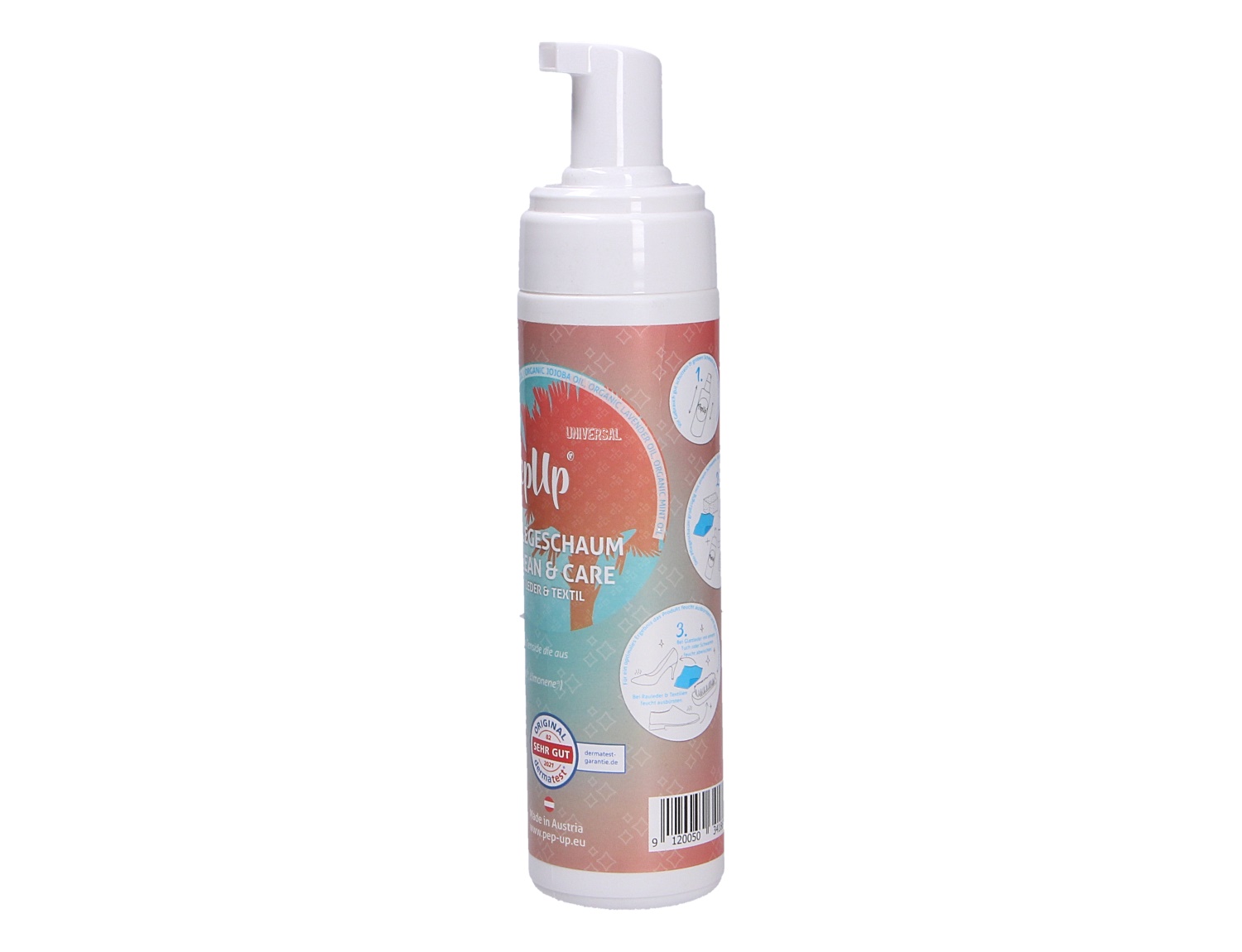 Barth Universal-Leder u. Textil Pflegeschaum als Pumpspenderflasche, biologisch abbaubarer Reinigungsschaum mit Bio-Jojobaöl, Bio-Lavendelöl und Bio-Pfefferminzöl für Glattleder, Rauleder und Textilien