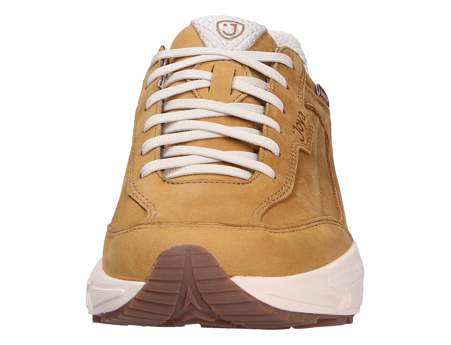 Frontalansicht des JOYA Seefeld Stx light brown Sneakers in Hellbraun mit weißen Schnürsenkeln und heller Sohle