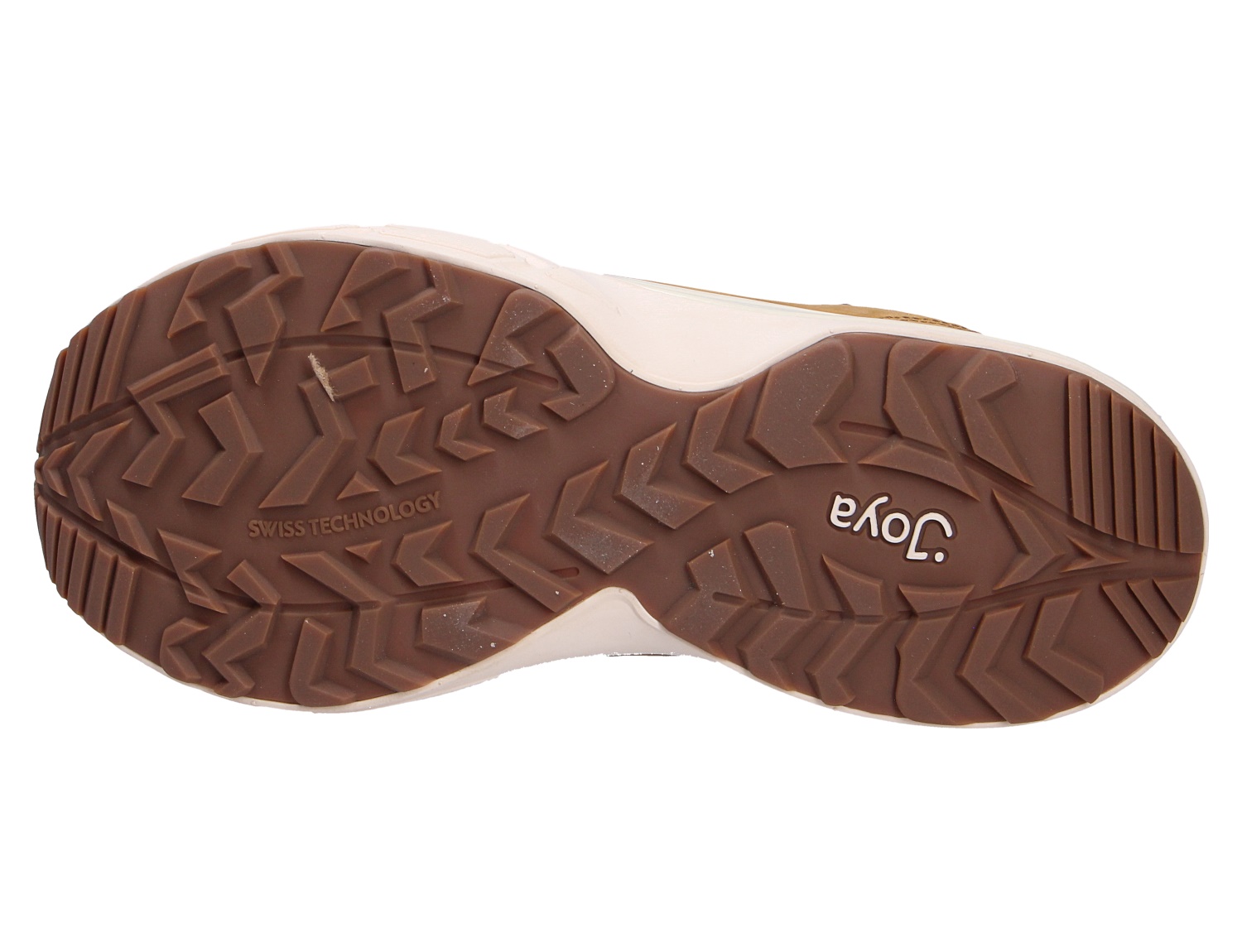 Unteransicht der Profilsohle des JOYA Seefeld Stx light brown mit griffigem Laufsohlenprofil