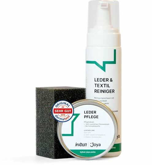 JOYA Shoe Care Set Basic: Öko-Tex-Schwamm, natürliche Lederpflege mit Bio-Ringelblume & Zitronengras sowie Leder- & Textilreiniger, 100% vegan, handgefertigt in Österreich