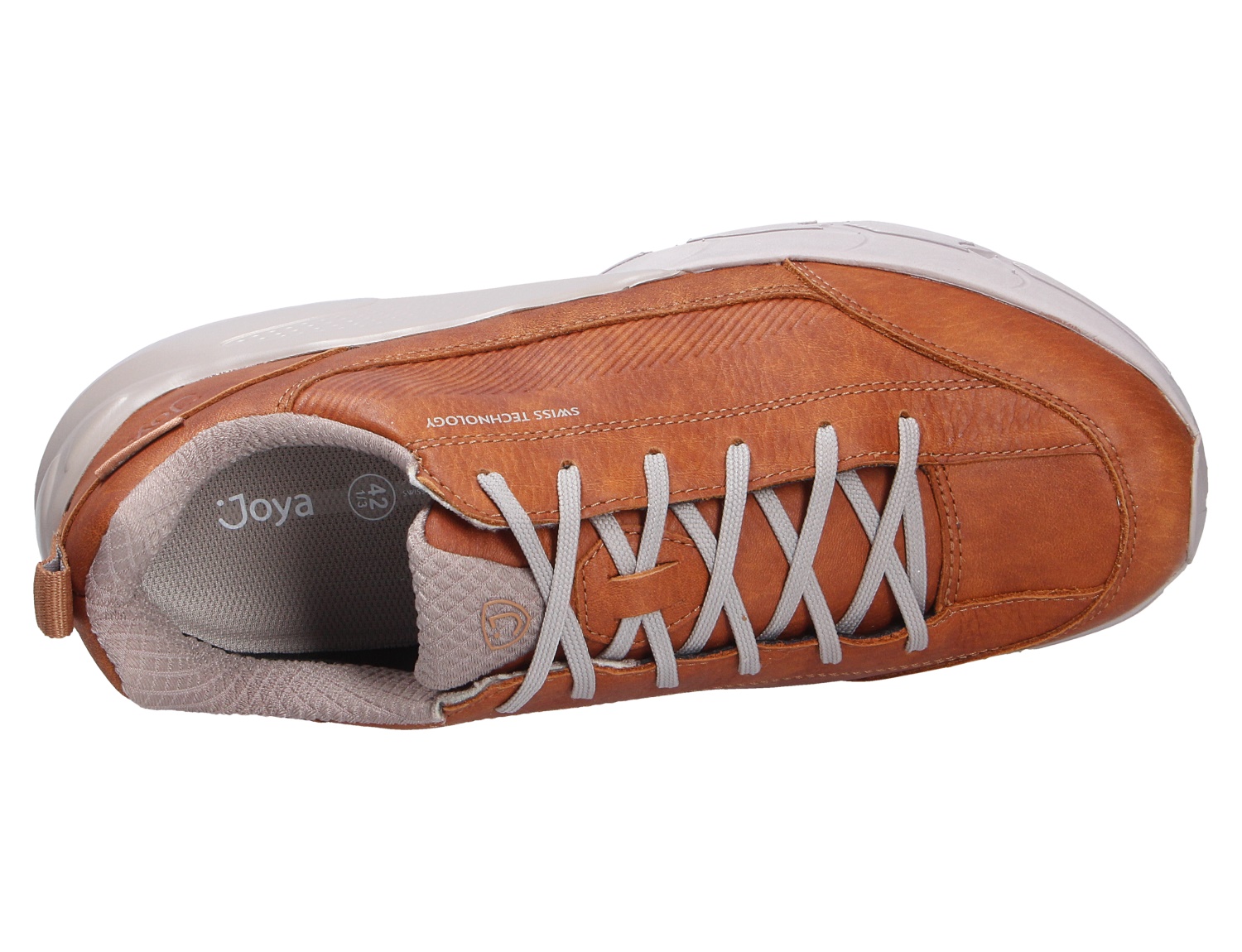 JOYA Oberstdorf STX brown: brauner Herren-Sneaker aus Leder mit Schnürung und heller Sohle in der Draufsicht