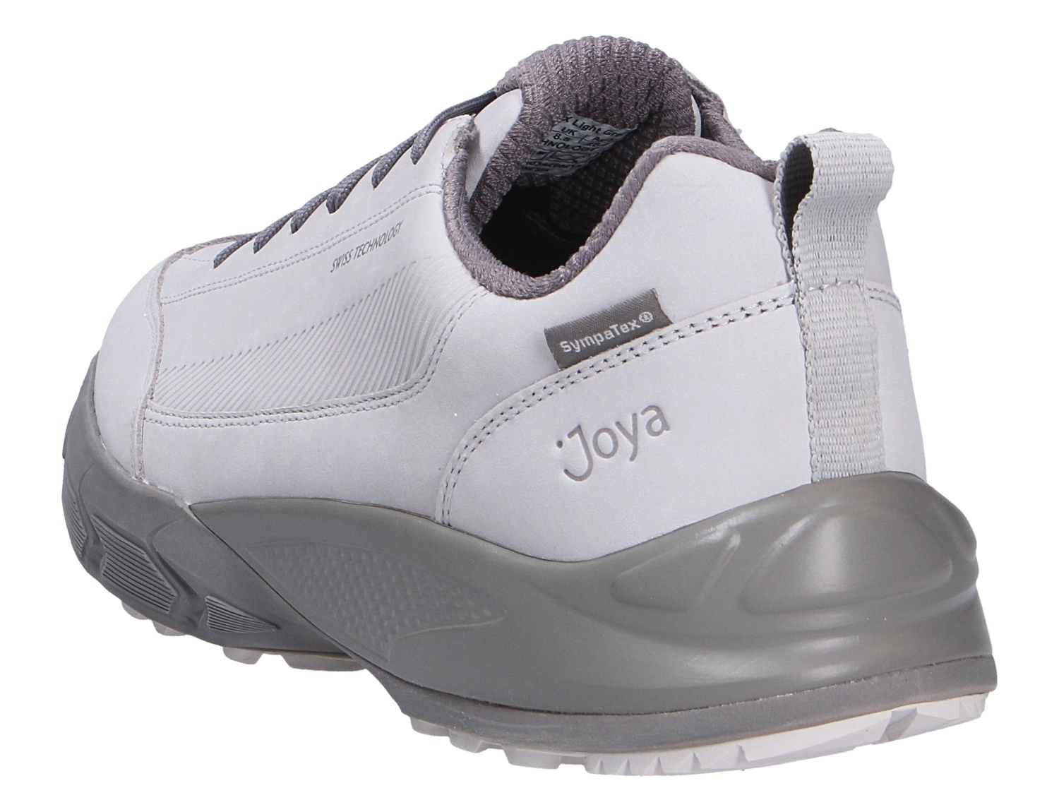 JOYA Oberstdorf STX light grey, hellgrauer Sneaker mit robuster Sohle und Sympatex, schräg von hinten fotografiert