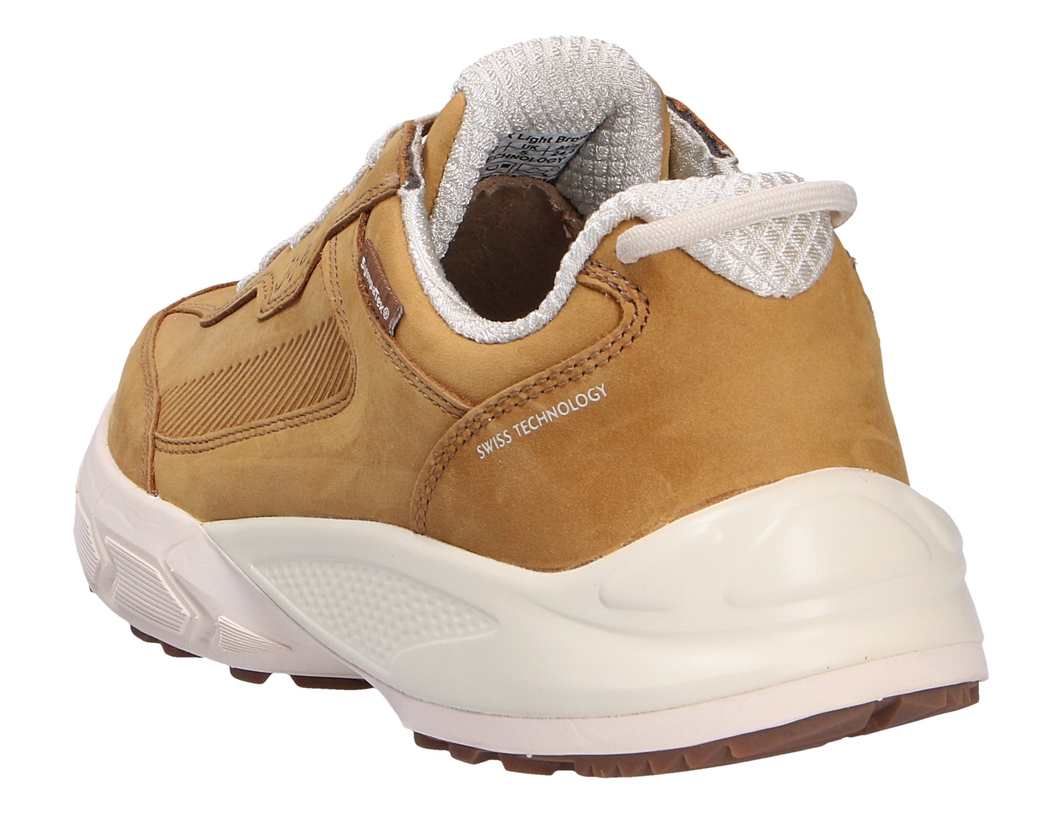 JOYA Seefeld Stx light brown in Hellbraun, bequemer Sneaker mit Schnürung, weißer Sohle und gepolstertem Schaft in Rückansicht