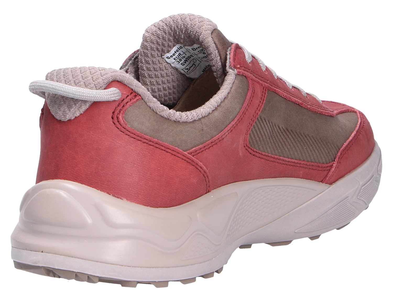 JOYA Seefeld Stx brown-red Damen-Sneaker in Braun-Rot mit heller Laufsohle, Rück- und Seitenansicht