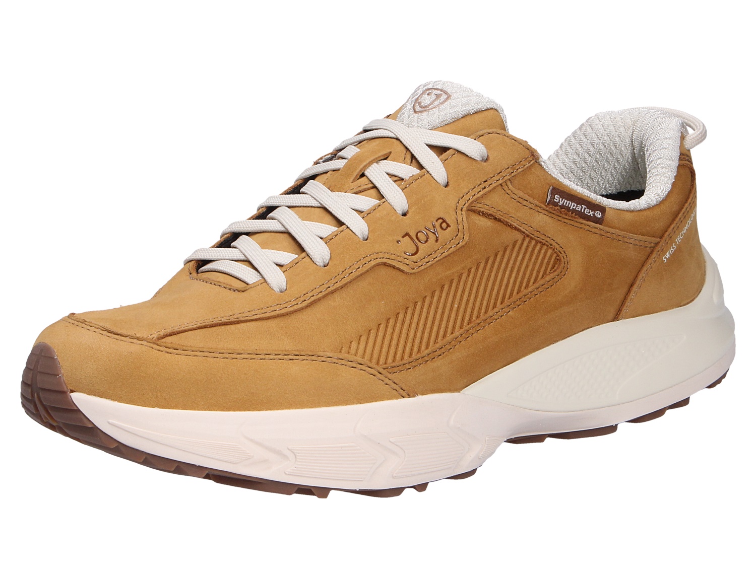 JOYA Seefeld Stx light brown, hellbrauner Sneaker aus Nubukleder mit Schnürung, weißer Komfortsohle und Sympatex-Membran