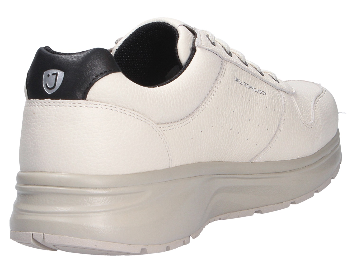 JOYA DYNAMO Zip M white II, weißer Herren-Sneaker aus Leder mit Reißverschluss und Schnürung, Rück- und Seitenansicht