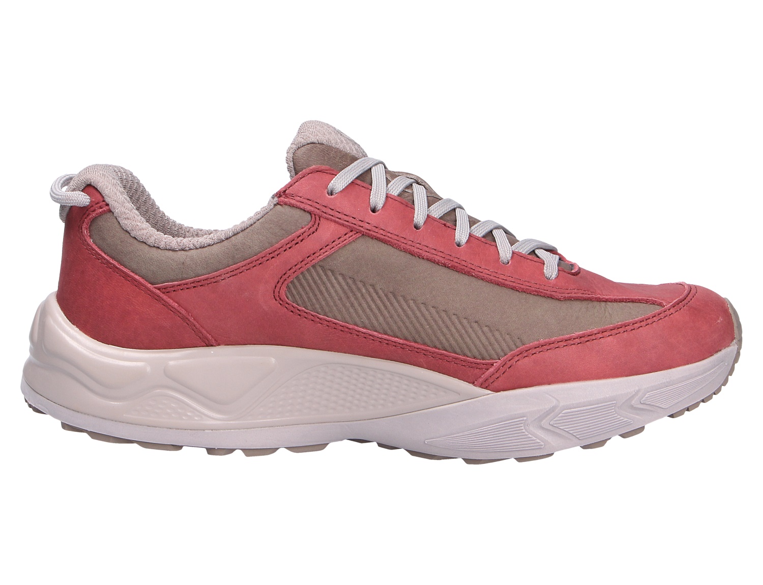 Seitenansicht des JOYA Seefeld Stx brown-red: braun-roter Damen-Sneaker mit Schnürung, weicher Polsterung und dicker Komfortsohle.