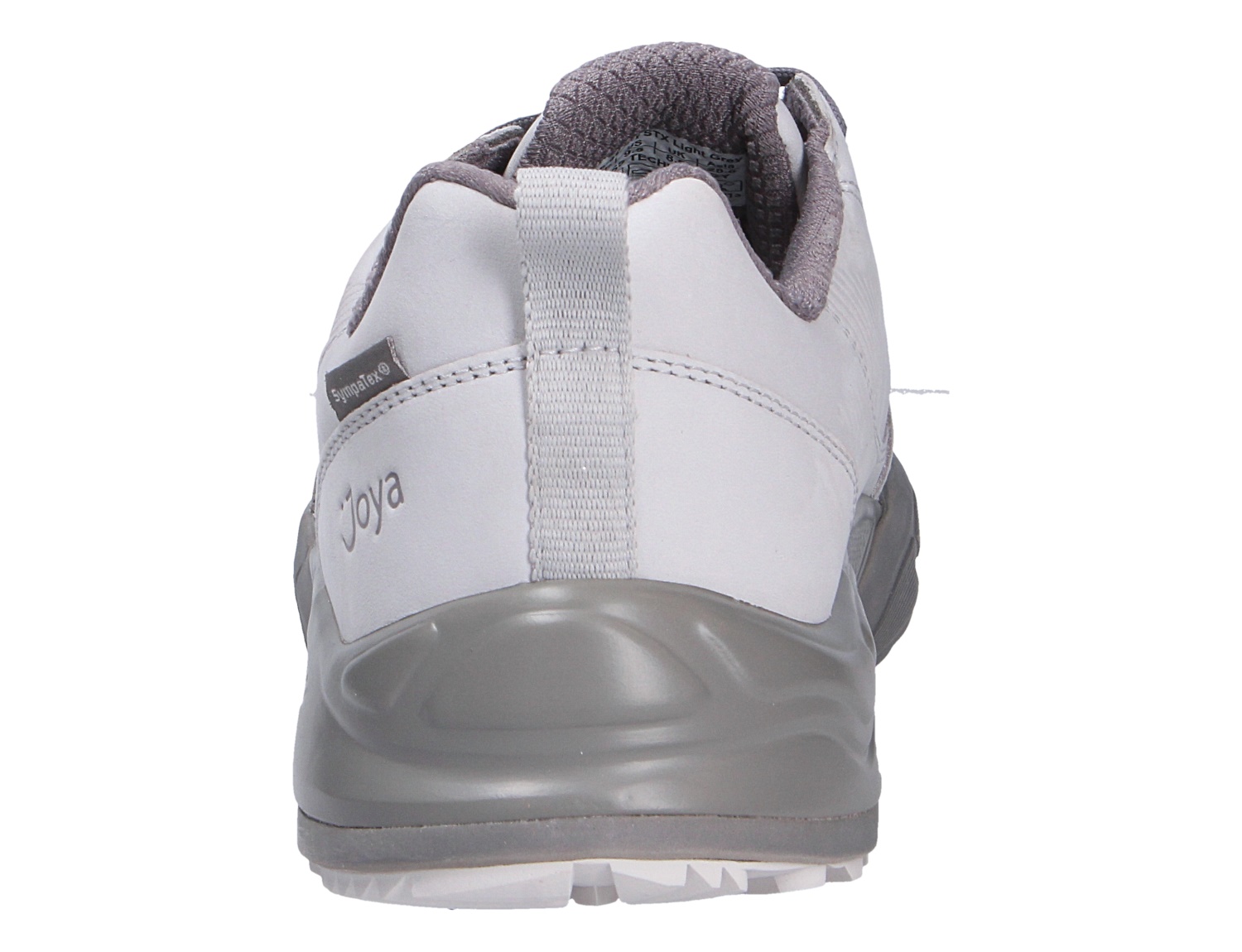 Rückansicht des JOYA Oberstdorf STX light grey, hellgrauer Sneaker mit robuster grauer Sohle und gepolstertem Schaft