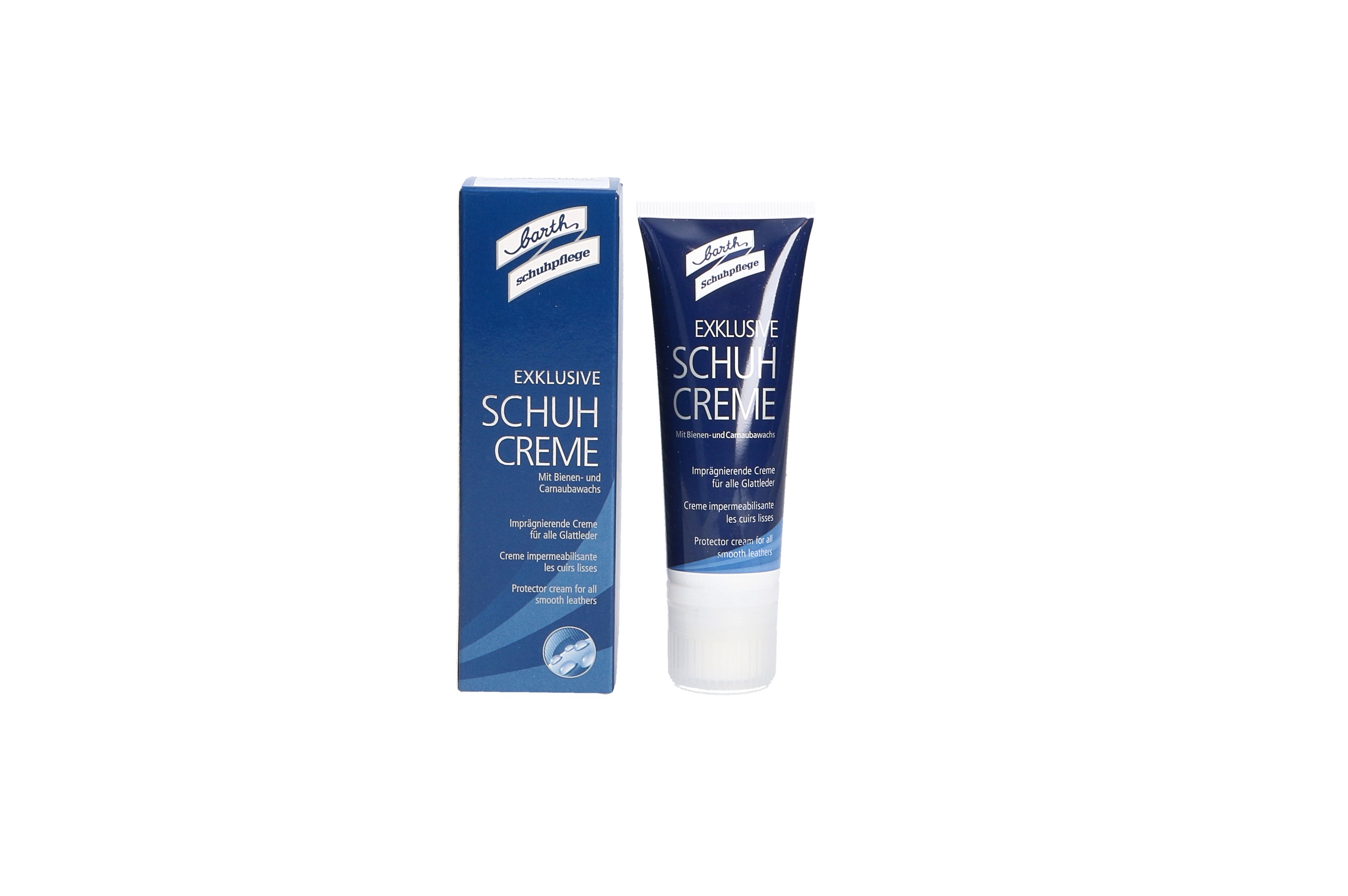 Barth Exclusive Schuhcreme farblos als Tube mit Verpackung, pflegende Schuhcreme für Glattleder mit Schutz, Glanz und geschmeidiger Lederpflege