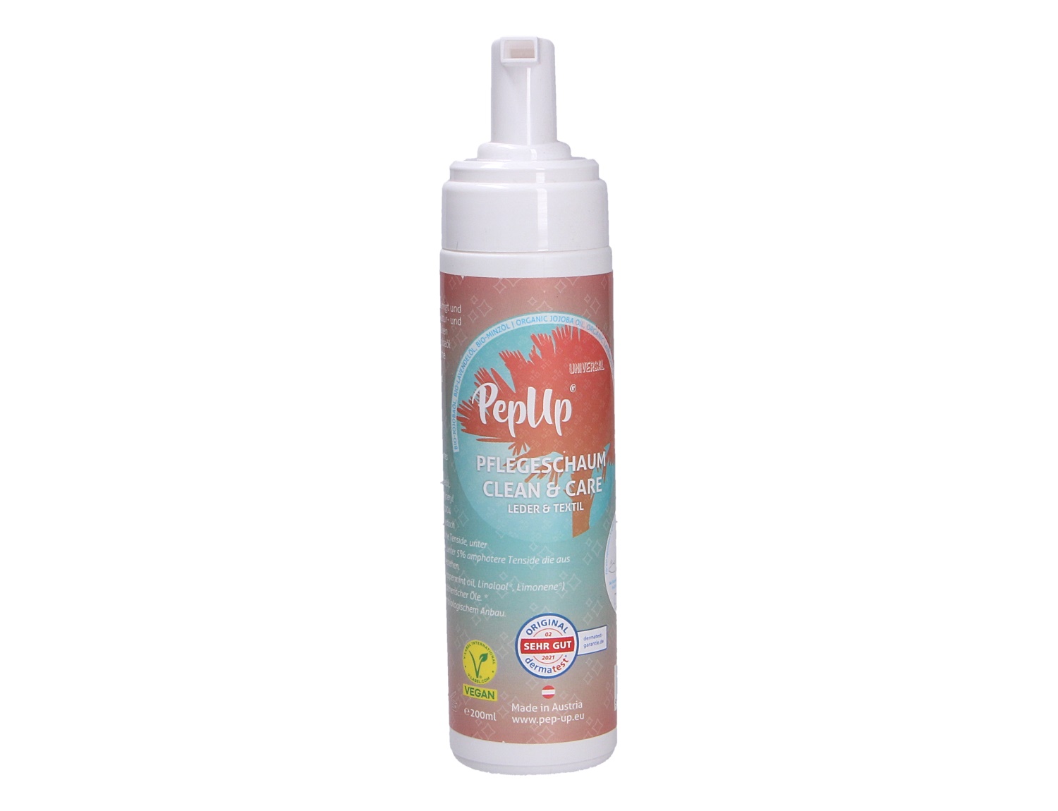 Flasche Barth Universal-Leder u. Textil Pflegeschaum mit Bio-Jojobaöl, Bio-Lavendelöl und Bio-Pfefferminzöl für Glattleder, Rauleder, Tex-Materialien und Textilien